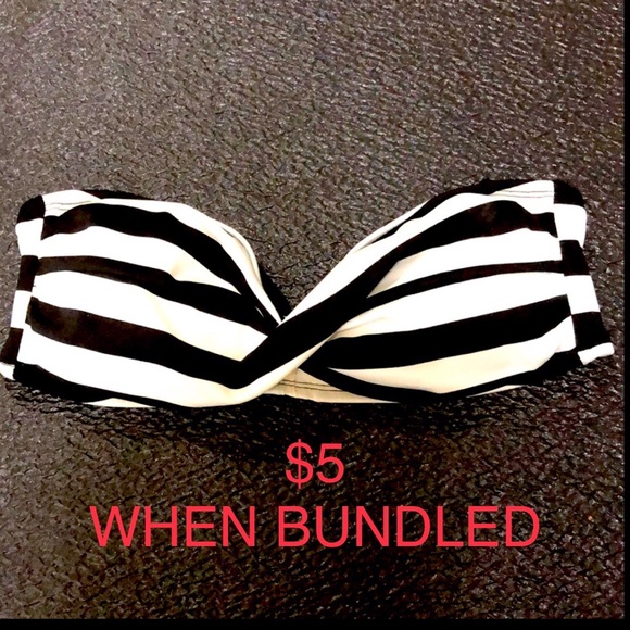 Mossimo Supply Co. Other - 🎁3/$15🎁 Push-up Black & White Striped Bandeau Bikini Top S